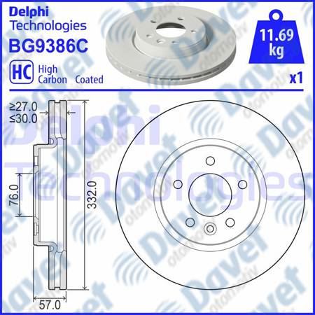 DELPHI BG9386C On Fren Diski Tekli Paket Boyali Delikli Vw Amarok 12-10>
